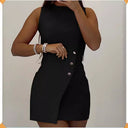 Asymmetrical Button Detail Women's Short Dress