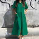 Button-Detail Women's Shirt Dress with Pockets