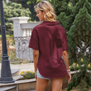Chic Women's Knot Blouse with Button Placket