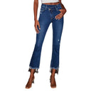 Trendy Women's Bootcut Jeans with Frayed Hem