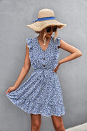 Ruffled Women's Dress with Adjustable Waist Drawstring