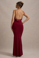 Chic Maxi Dress with Lace Accents and Deep Back