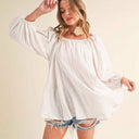 Chic Off-Shoulder Blouse with Billowy Sleeves