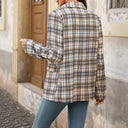 Chic Checkered Women's Blazer with Trendy Patches
