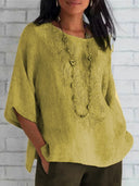 Embroidered Linen Blouse for Women
