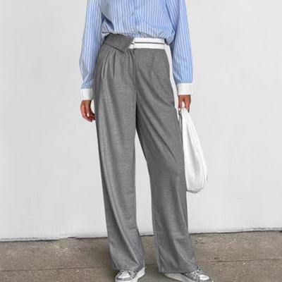 Chic Wide Leg Trousers with Stylish Belt and Pleats