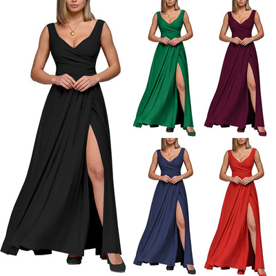 Chic Maxi Dress with Elegant Wrap and Side Slit