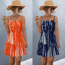 Women's Spaghetti Strap Tie-Dye Dress with Flowing Skirt