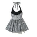 Floral Check Halter Neck Dress for Women