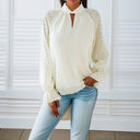 Chic Blouse with Sheer Sleeves & Stand Collar