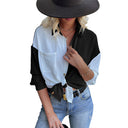 Stylish Women's Asymmetrical Blouse with Button Placket and Chest Pocket