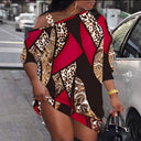 Trendy Women's Asymmetrical Dress with Stylish Graphic and One Shoulder Accent