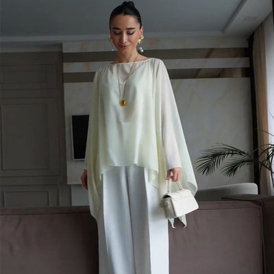 Chic Asymmetrical Cut Chiffon Blouse for Women