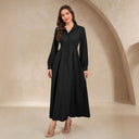 Chic Women's Shirt Dress with Flowing Skirt and Handy Pockets