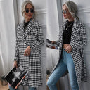 Chic Women's Checkered Long Blazer with Stylish Cut