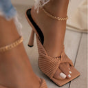 Ladies Elegant High Heel Sandals with Ribbed Texture and Fashionable Design by Heidi-Mode