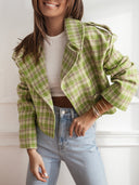 Chic Women's Checked Short Blazer with Stylish Design