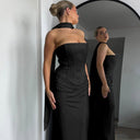 Chic Evening Dress with Stylish Cape