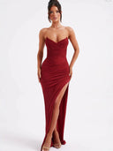 Chic Off-Shoulder Wrap Dress with High Slit