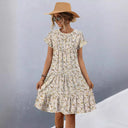 Floral Design Women's Dress with Full Skirt