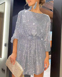 Chic Lurex Cocktail Dress with Adjustable Waist