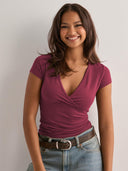 Stylish Women's V-Neck Fitted Top