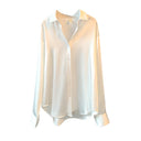 Women's Satin Blouse with Ruffle Accents