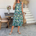 Floral Patterned Women's Airy Dress with Flowing Hem