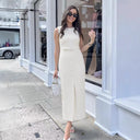 Chic Women's Sleeveless Wrap Dress with Waist Belt