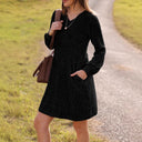 Chic Women's Dress with Vertical Design and Handy Pockets