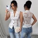 Ladies Lace Blouse with Stylish Button Placket