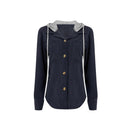Textured Hooded Blouse for Women with Stylish Button Accents