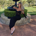 Ladies Lace Cocktail Dress with Long Sleeves