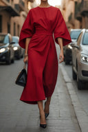 Chic Maxi Dress with Wide Sleeves and Attachment Band