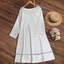 Women's Summer Dress with Crochet Collar Design