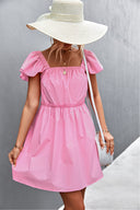 Chic Women's Dress with Statement Sleeves and Elastic Waist