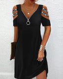 Chic V-Neck Zipper Women's Dress
