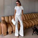 Ladies Floral Wide Leg Lace Trousers