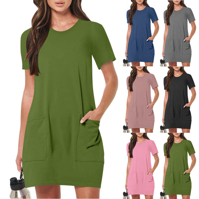 Stylish Women's T-Shirt Dress with Pockets