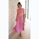 Chic Women's Maxi Dress with Stand-Up Collar and Unique Cut-Out Design