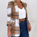 Chic Women's Checked Blazer Jacket with Stylish Accents
