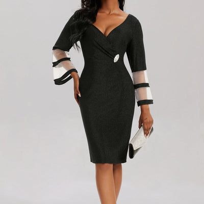 Glamorous Wrap Dress with Sheer Sleeves for Women