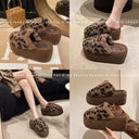 Women's Chic Leopard Print Fluffy Moccasins