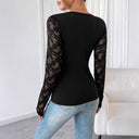 Women's Long Sleeve Lace Trim Bodysuit