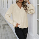 Chic Women's Blouse with Lace Details and Button Closure