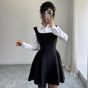 Square Neck A-Line Dress with Flowing Skirt for Women