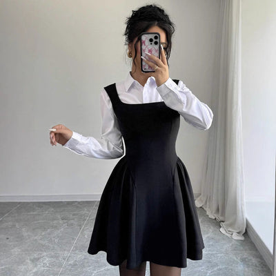 Square Neck A-Line Dress with Flowing Skirt for Women