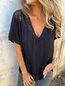 Lace-Collared Women's Blouse in Chic Design