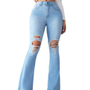 Trendy Ripped Flared Jeans for Women