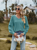 Chic V-Neck Top with Puff Sleeves for Women